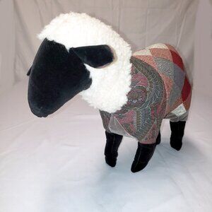 Handcrafted Standing Sheep - Primitive Folk Art Quilt Patchwork 16” Vintage